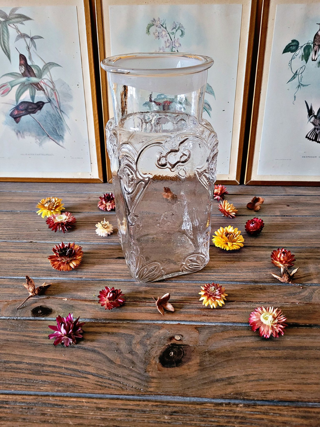 X Ancien bocal à bonbons style art déco décor en relief