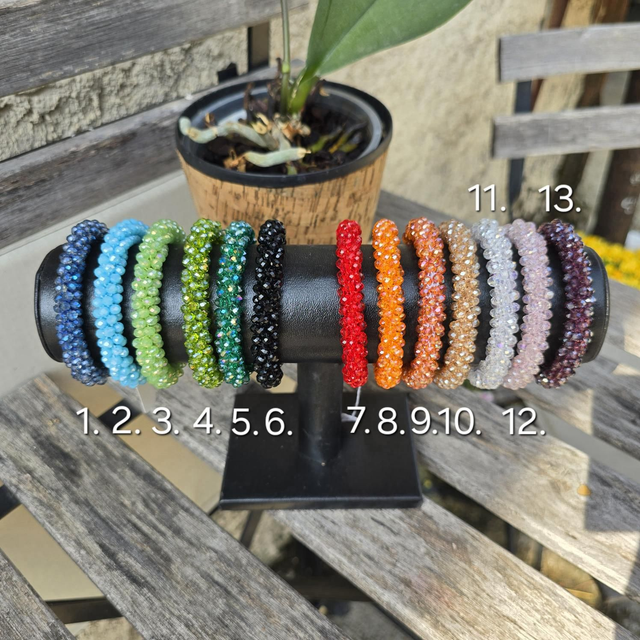 Bracelets, élastique à cheveux en perles de verre facetté 