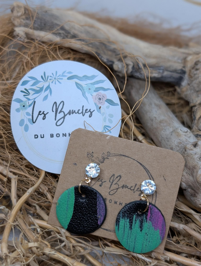 Boucles d&#039;oreilles Anti Gaspi vert rose ag045