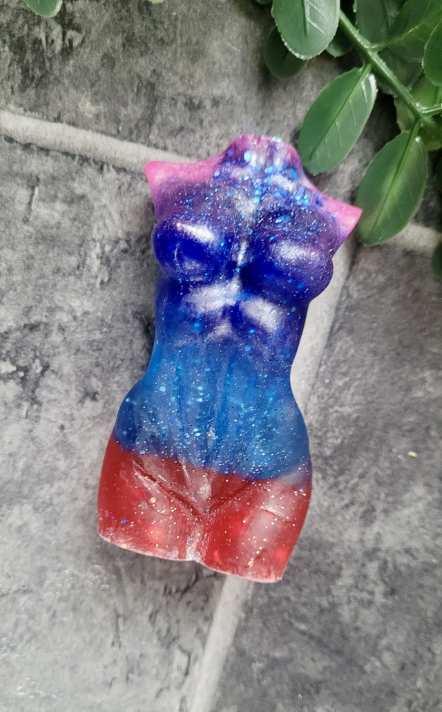 Female Body Ornament - Pink, Blue & Red Glitter