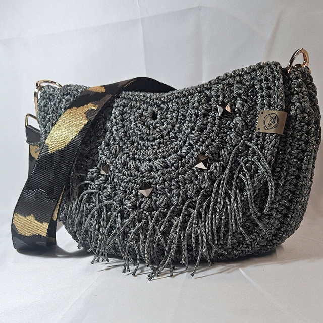 Sac bandoulière Roxane gris pailleté