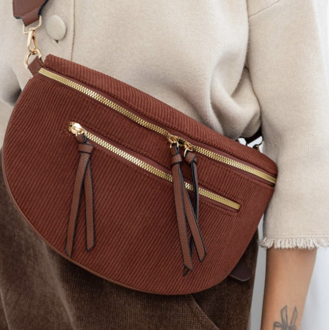 Sacoche en velours marron