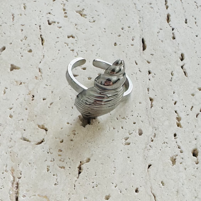 Ring schelp zilver 