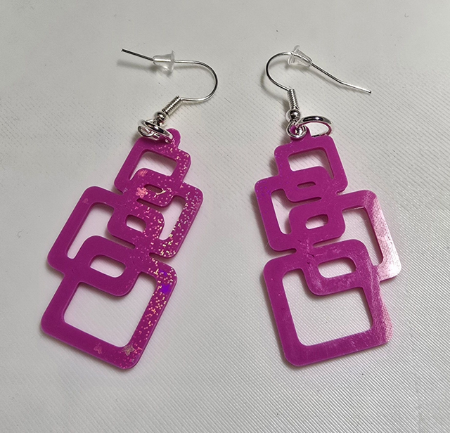 Boucles d'oreilles Carré Rose