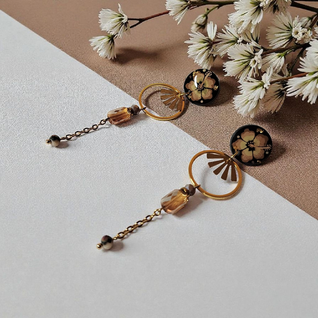 Boucles d'oreilles Flora taupe