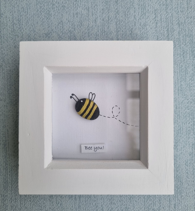 &#039;Bee You&#039; Irish Hand Crafted Pebble Art Bee Picture