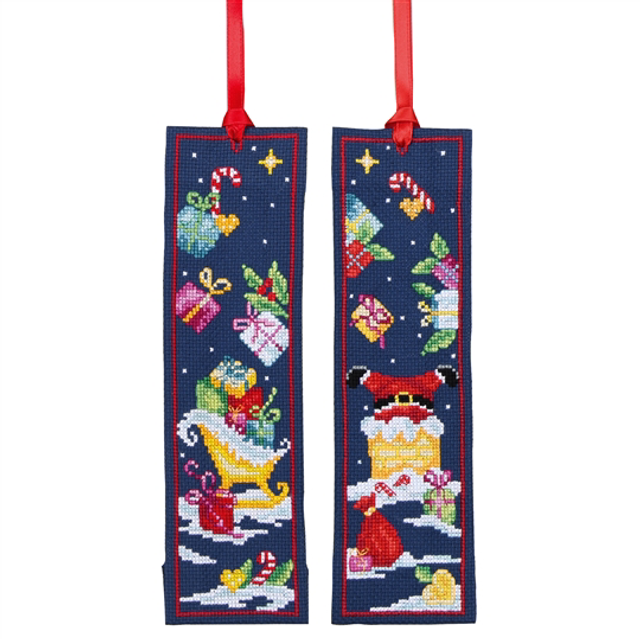 Vervaco Santa and Sleigh Bookmarks Set of 2 Counted Cross Stitch Kit