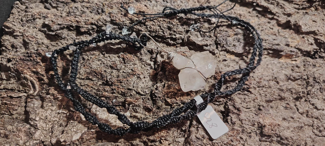 Collier macramé quartz ref.D28