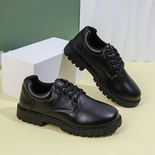 Boys Trendy Cool Solid Color Lace Up Oxford Shoes