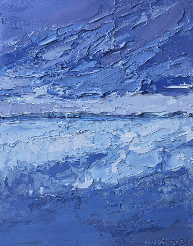 Nokturn zimowy II - mały obraz olejny