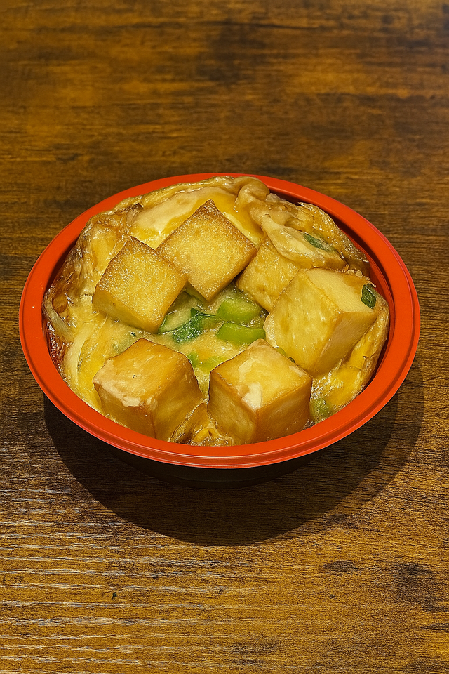 Fried Tofu Egg &amp; Onion Rice Bowl
