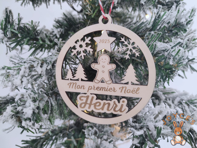 Boule de noël "premier noël" - 9cm - Modèle Henri
