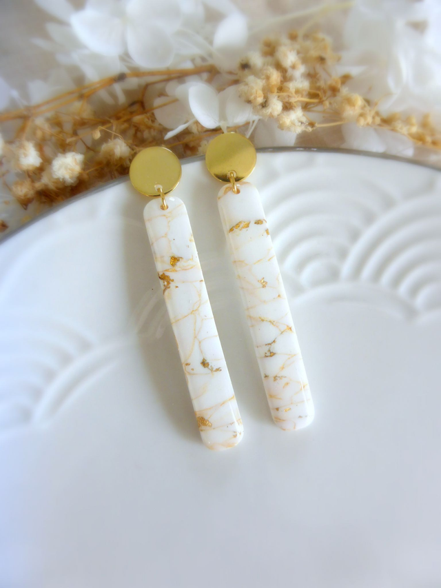 Boucles d'oreilles longues - Crème d'or
