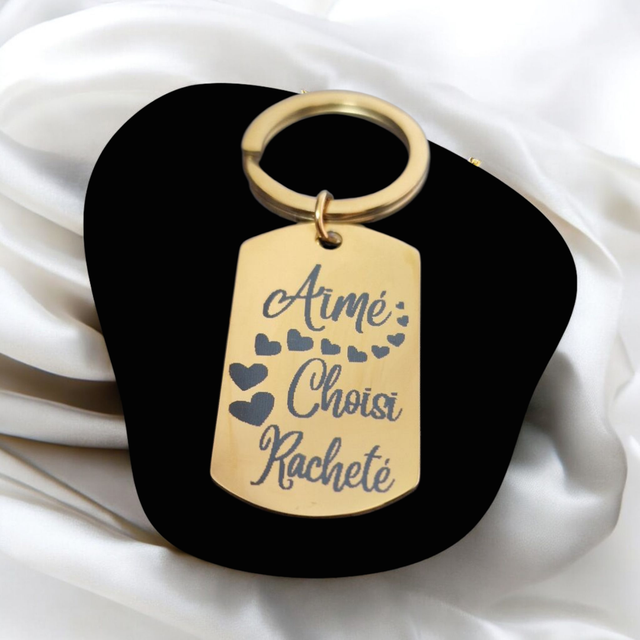 Porte clé &quot;Aimé Choisi Racheté&quot; 