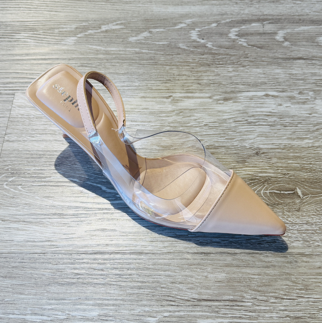 Talon bas transparent beige