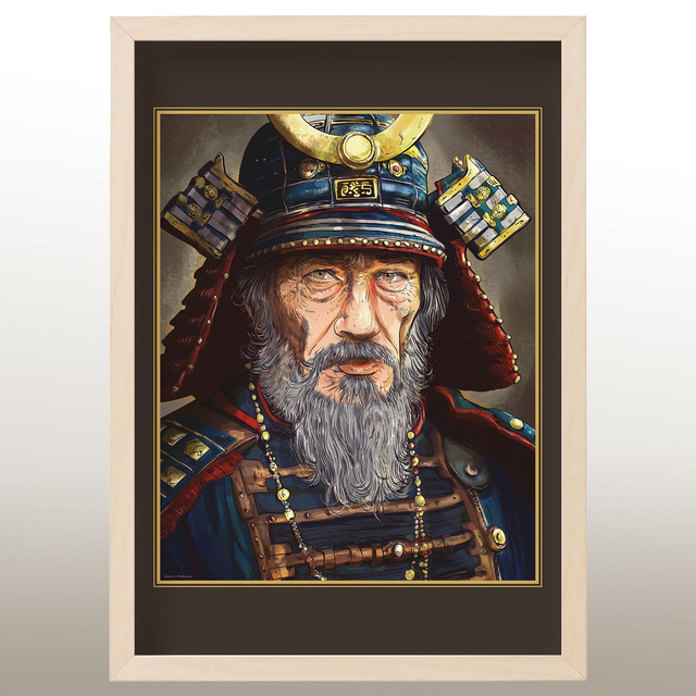 Portrait de vieux Samurai A4 et A3