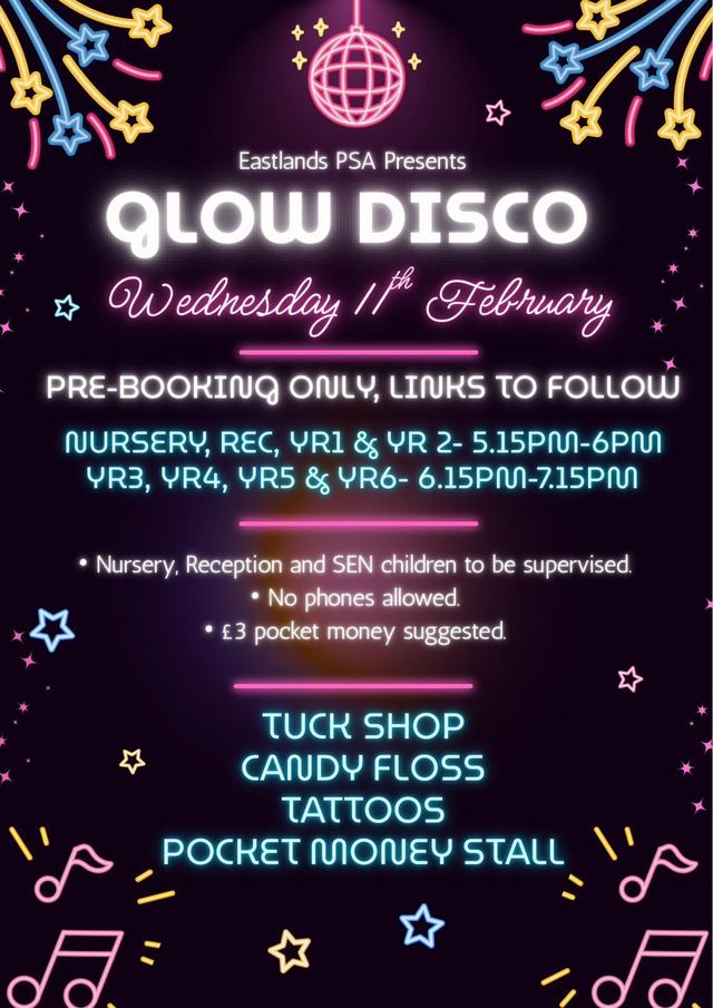 Year 2 Glow Disco Ticket - SEN Child - Parent needs to stay
