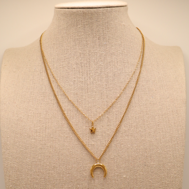 Collar Doble Luna y Estrella