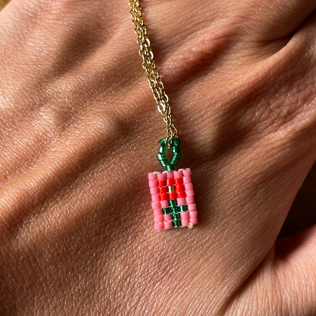 Collier tissé fleur 09