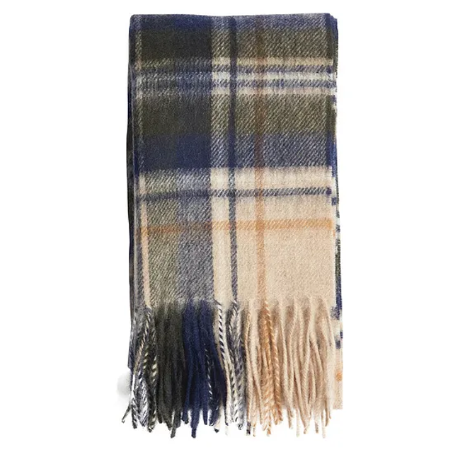 Barbour New Ceck Tartan Scarf Sand Beige Plaid