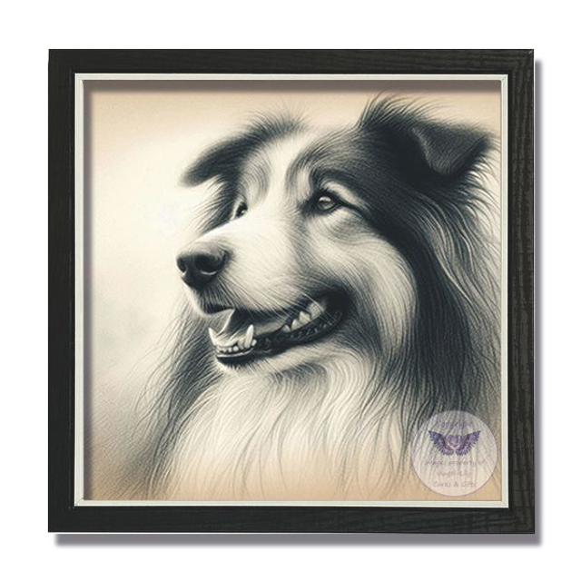 Artistic dog print in square frame (D71)