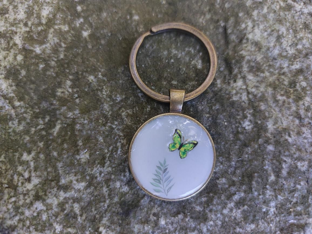 Porte clé papillon vert