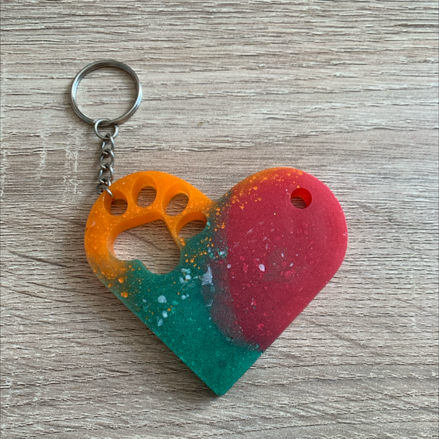 Porte-clés cœur / patte