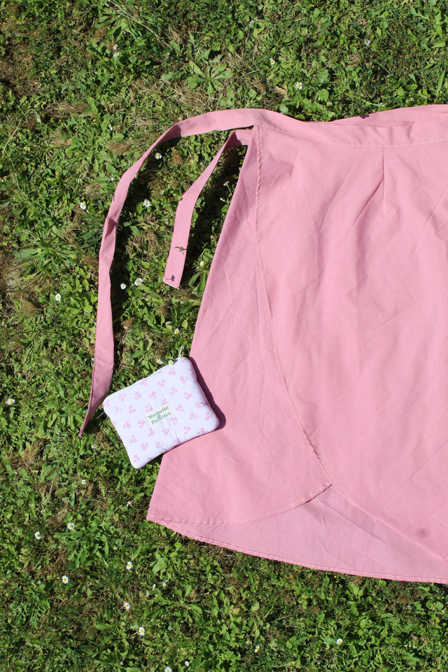 Jupe portefeuille rose upcyclée - Taille unique