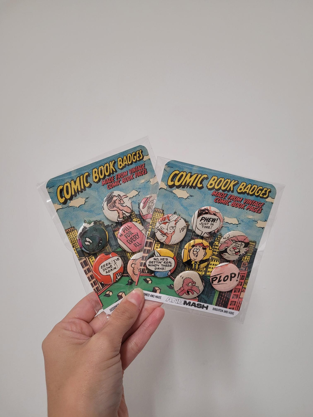 Comic Book Badge Set - 25mm - Pack of 7 - JP-151