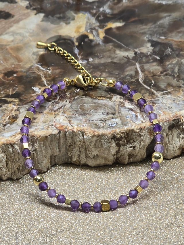 Bracelet Améthyste à facettes en 0,4 cm
