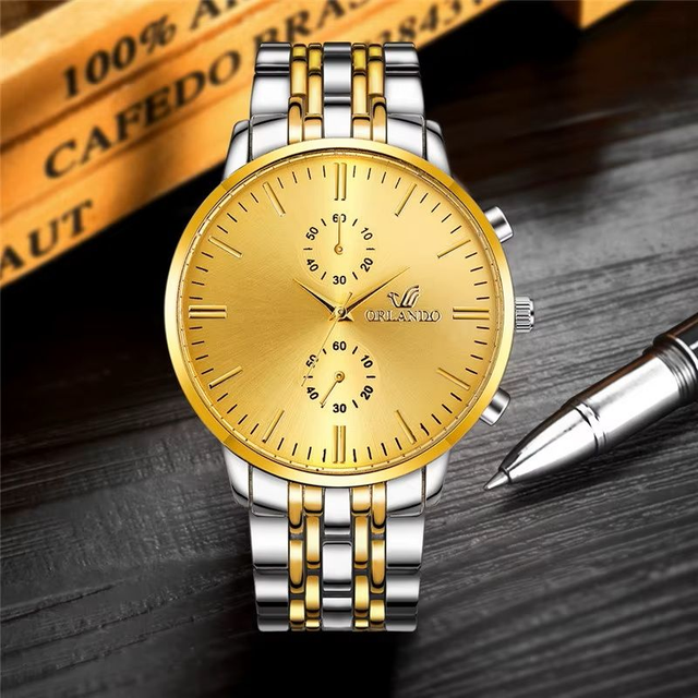 montre à Quartz hommes bracelet acier inoxydable