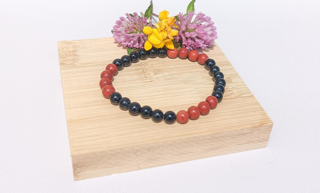 Bracelet Jaspe Rouge &amp; Tourmaline Noire – Force &amp; Protection
