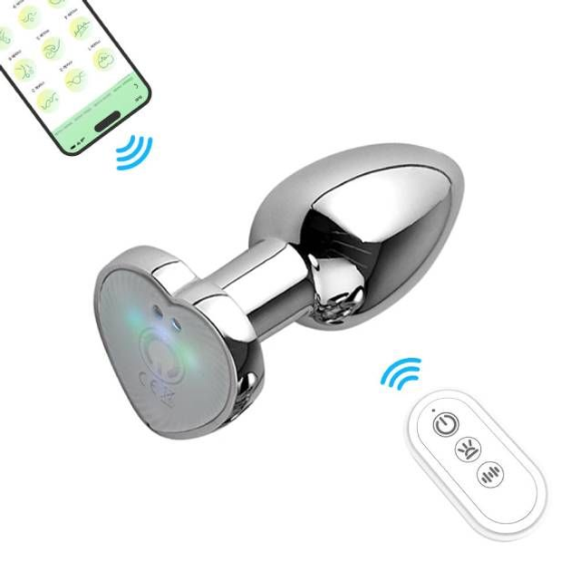Plug Anal Pequeno Vibro com LED Controle Remoto e Aplicativo