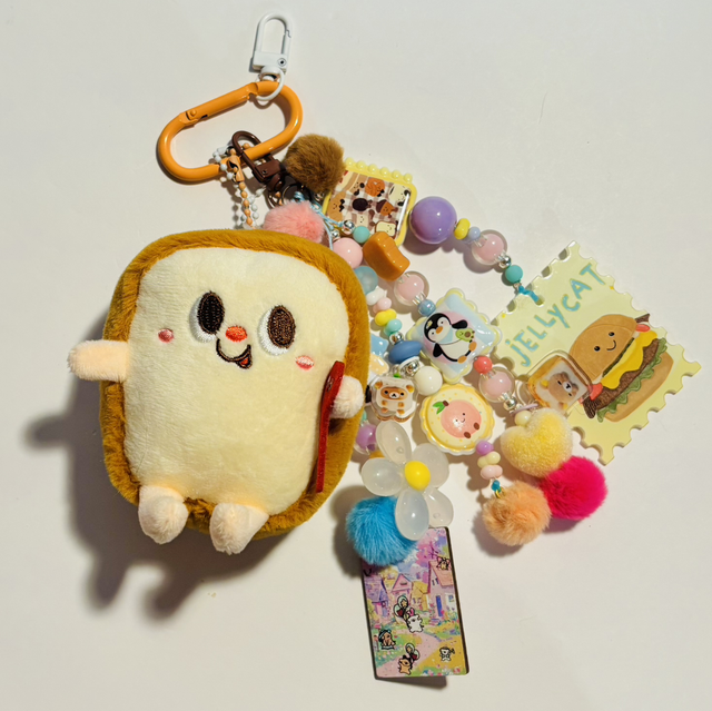 Sweet Toast Character Plush beaded keychain