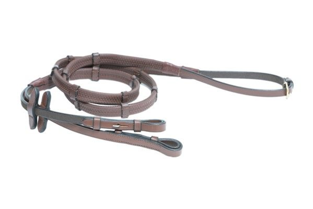 Rênes HFI caoutchouc à arrêtoirs 1.5cm