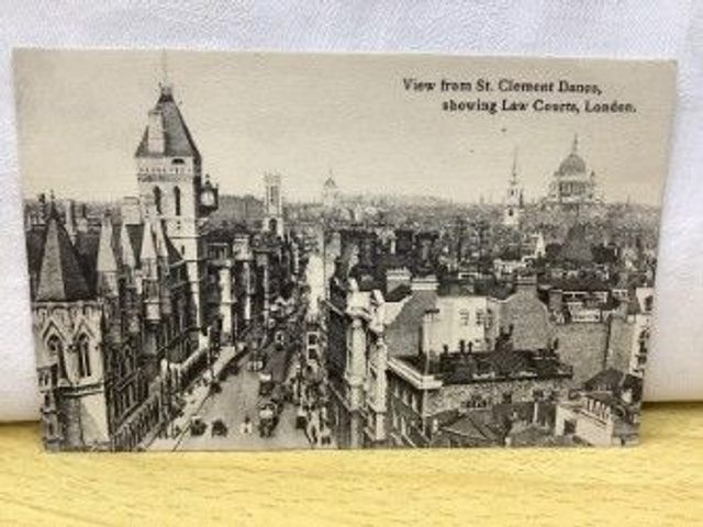 View from St Clement Danes showing Law Courts, London. Selfridge &amp; Co  Vintage Post Card Our Ref No. A8 £3.50