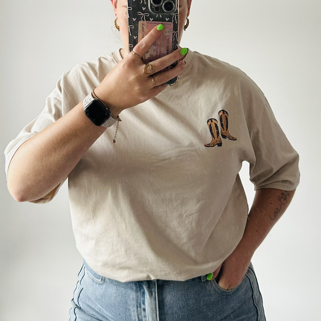 T-shirt cowboylaarzen beige 