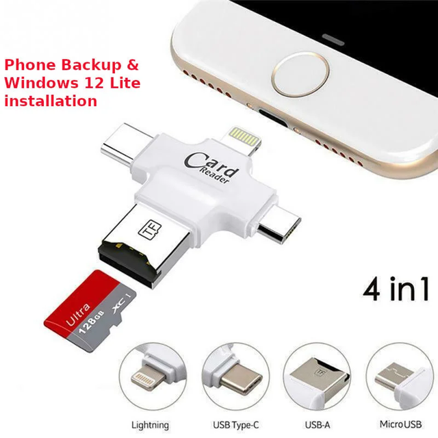 4 Port Phone Backup with Windows 10 and Office 2019 Installation 