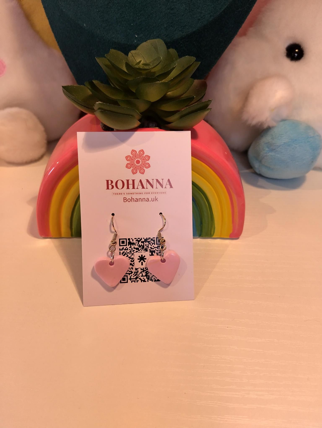 Handmade polymer clay earrings - Candyfloss hearts 
