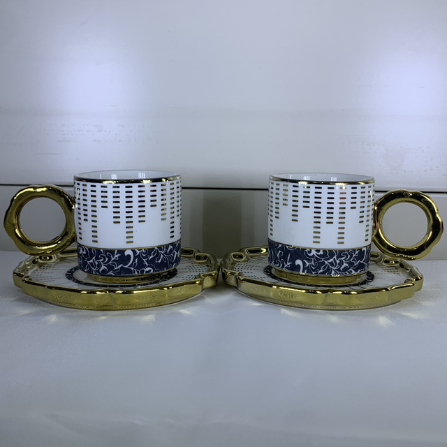 Service à café 6 pièces-doré blanc noir-