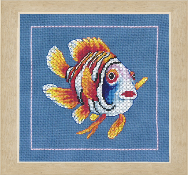 Counted Cross Stitch Kit: Jolly Nemo Fish: Evenweave