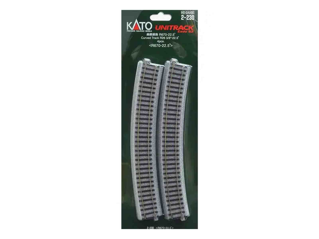 4 rails courbes R670mm 22,5° Kato 2-230 H0