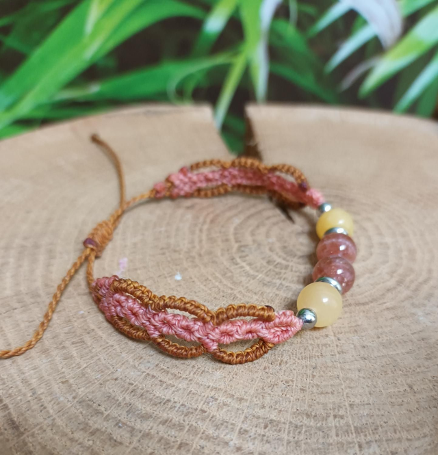 Bracelet en pierre de soleil et calcite orange