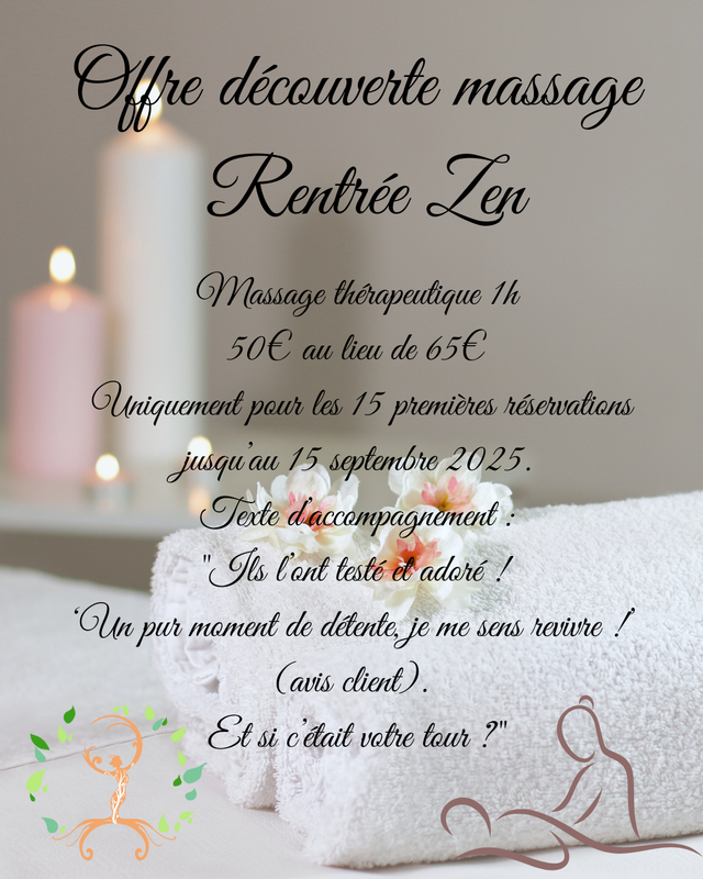 Offre découverte massage  Rentrée Zen