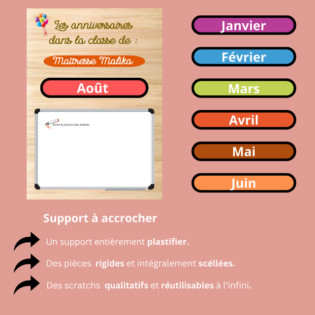 Support « anniversaire » pour école, crèche, ect