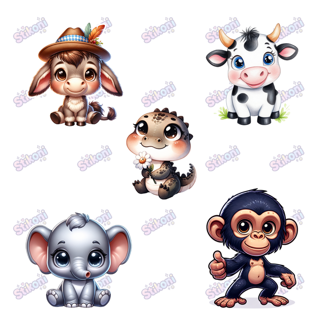 Cute Animal Stickers – Set of 5