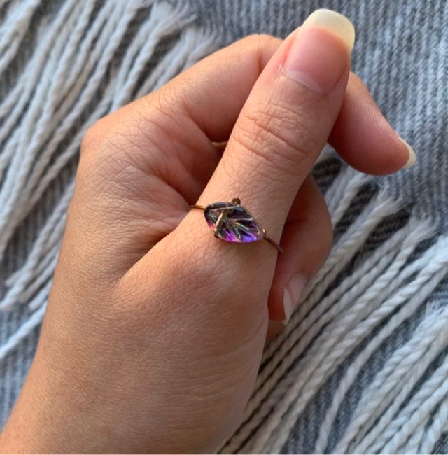 Bague Cuivre et Feuille T58