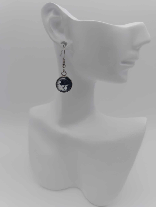 Boucles d&#039;oreilles cabochons Yin et Yang  chien