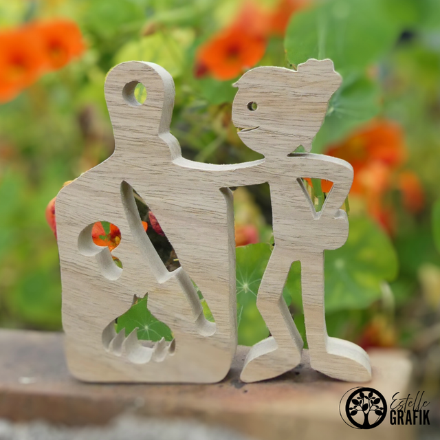 Sculpture en Bois d’une Cuisinière, d&#039;un Cuisinier