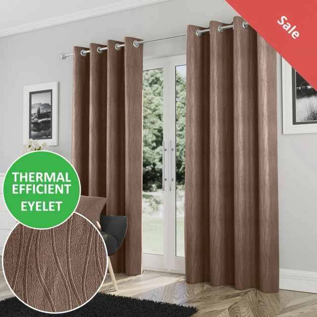 Enhanced Living Goodwood Bronze Thermal Room Darkening Readymade Eyelet Curtains